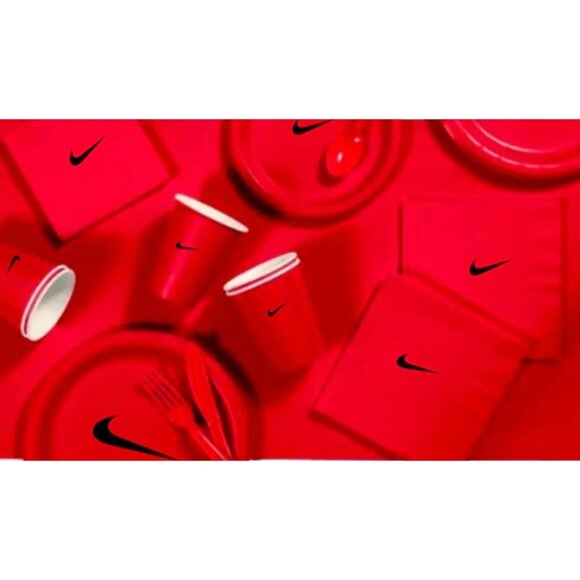 Custom Sw00sh Party, Birthday Party Dinnerware Set of 60 total pieces-Red Black - Picture 3 of 6